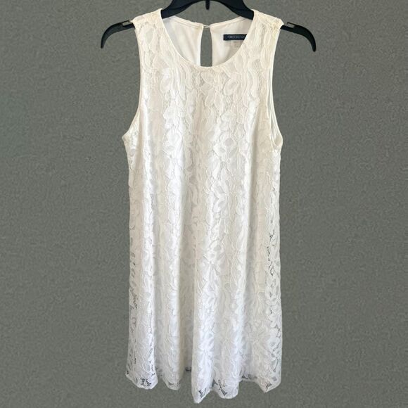 Tommy Hilfiger Sleeveless White Floral Lace A-Line Dress, Size 6 - Picture 3 of 13